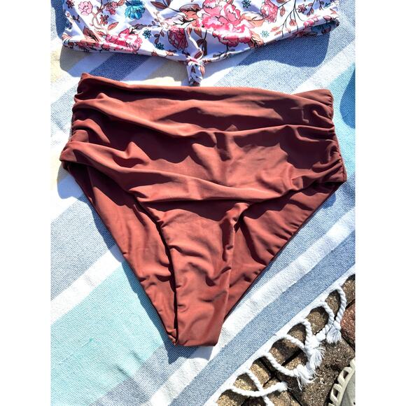 NWT, Zaful, High Waist Bikini Set, Floral Tie-Front Top, Size M - Picture 5 of 9